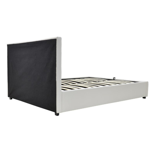 Krevat dopio Roi pakoworld PU me hapësirë magazinimi në të bardhë mat 160x200