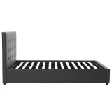 Krevat dopio Roi pakoworld PU me hapësirë magazinimi në të zezë mat 160x200