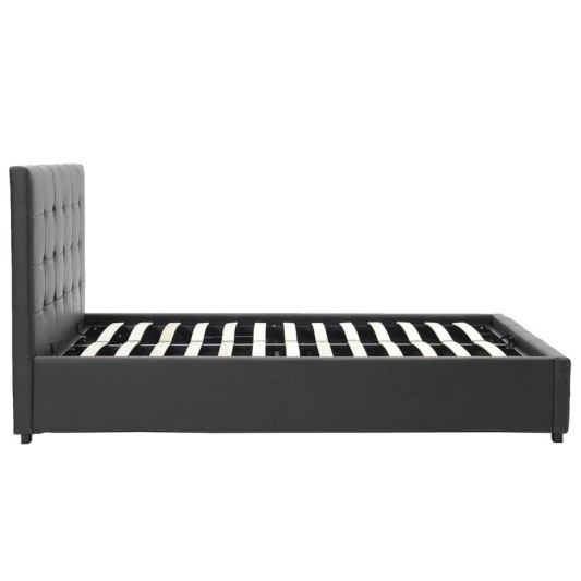 Krevat dopio Roi pakoworld PU me hapësirë magazinimi në të zezë mat 160x200