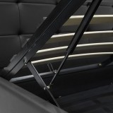 Krevat dopio Roi pakoworld PU me hapësirë magazinimi në të zezë mat 160x200