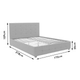 Krevat dopio Roi pakoworld me hapësirë magazinimi i errët në pëlhurë gri 160x200cm