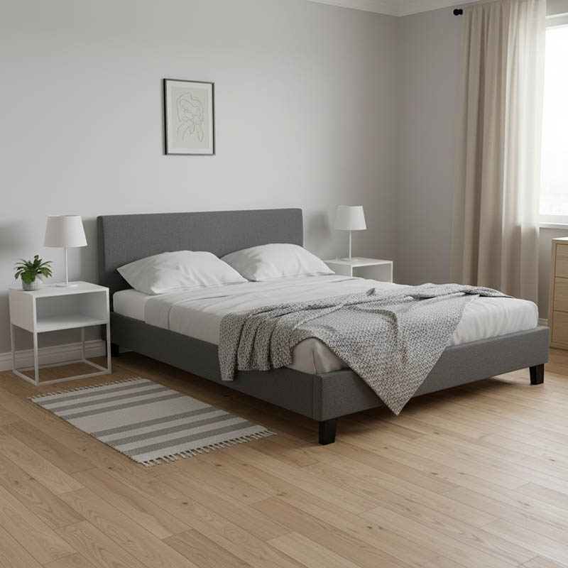 Krevat dopio Nevil pakoworld në pëlhurë gri të errët 150x200cm