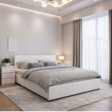 Krevat dopio Norse pakoworld PU me hapësirë magazinimi në të bardhë mat 160x200cm