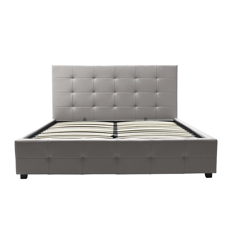 Krevat dopio Roi pakoworld PU me hapësirë magazinimi në gri mat 160x200cm