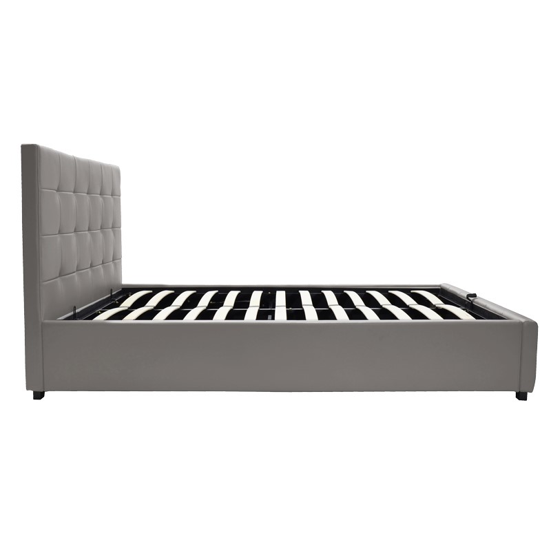 Krevat dopio Roi pakoworld PU me hapësirë magazinimi në gri mat 160x200cm