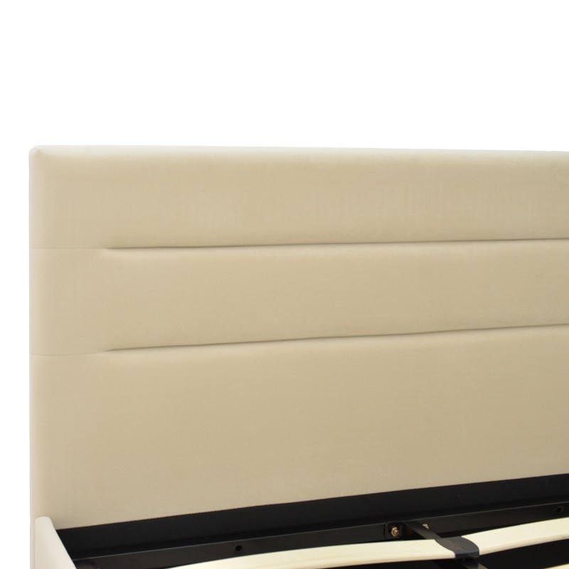 Krevat Molito pakoworld prej kadifeje në nuancë ekru me hapësirë magazinimi 120x200cm