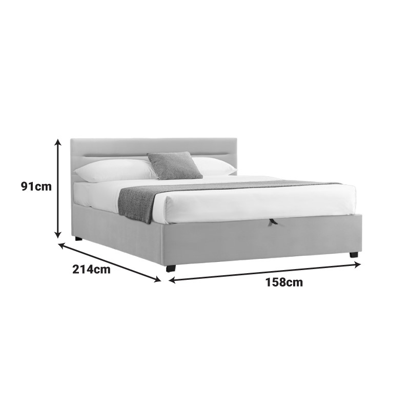 Krevat Molito pakoworld prej kadifeje në nuancë ekru me hapësirë magazinimi 150x200cm