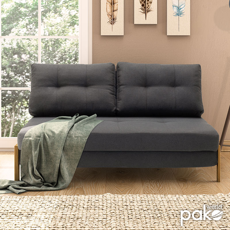 Kolltuk - krevat Fancy pakoworld me pëlhurë në ngjyrë gri të errët 150x92x77cm