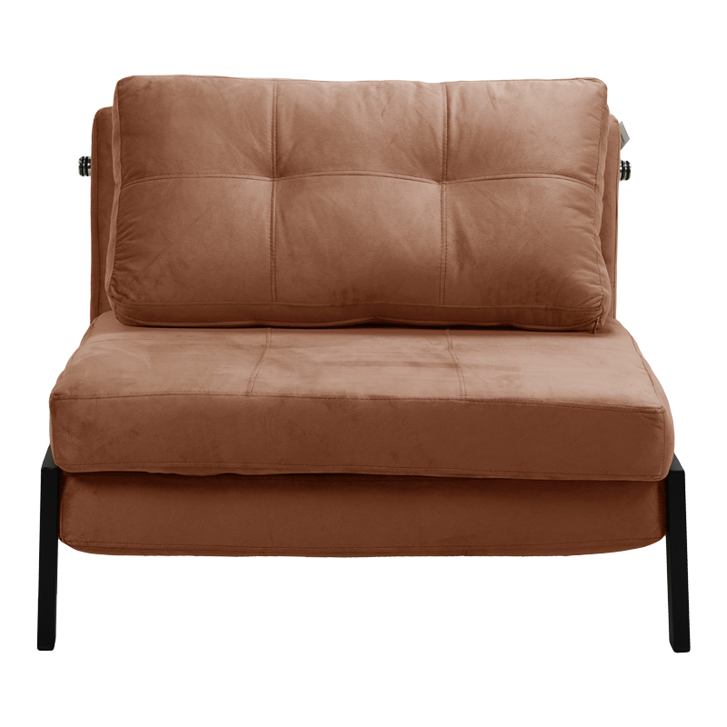 Fotel-krevat Fancy pakoworld kadife në nuancë molle e kalbur dhe këmbë metalike të zezë 95x98x70cm