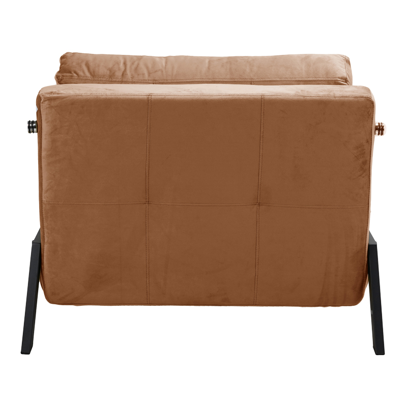 Fotel-krevat Fancy pakoworld kadife në nuancë molle e kalbur dhe këmbë metalike të zezë 95x98x70cm