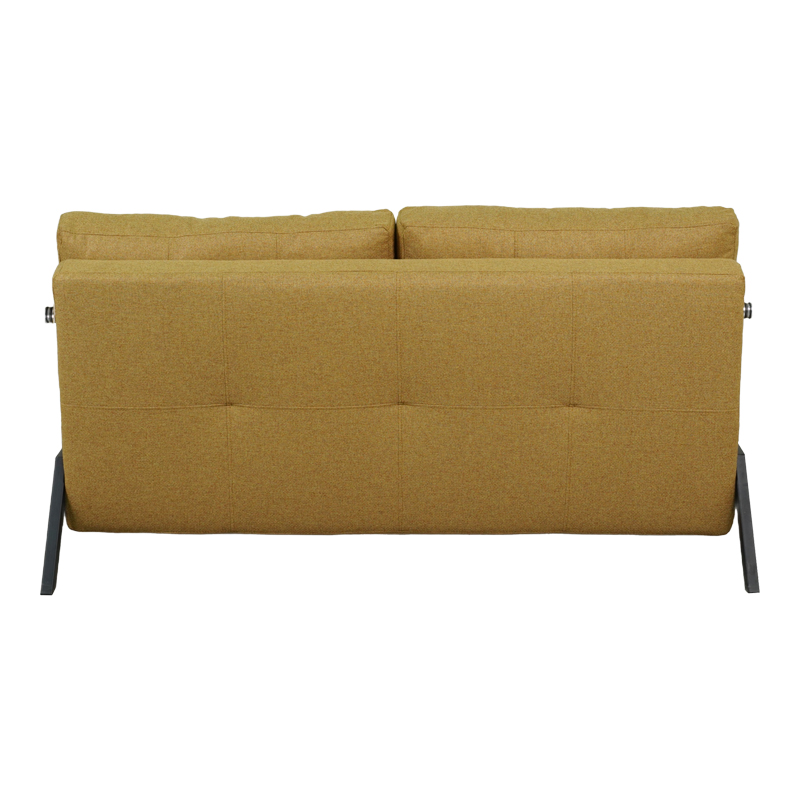 Divan-shtrat 2-vendësh Fancy pakoworld me pëlhurë në ngjyrë të verdhë dhe këmbë të zeza 150x92x77cm