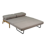 Divan-krevat 2-vendësh Fancy pakoworld me pëlhurë në ngjyrë bezhë dhe këmbë natyrale 150x92x77cm