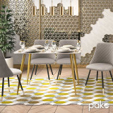 Tavolinë ngrënieje Paris pakoworld xham 8mm model mermeri-golden 120x80x75cm