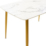 Tavolinë ngrënieje Paris pakoworld xham 8mm model mermeri-golden 120x80x75cm