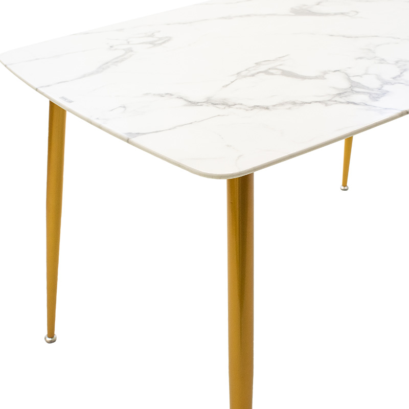 Tavolinë ngrënieje Paris pakoworld xham 8mm model mermeri-golden 120x80x75cm