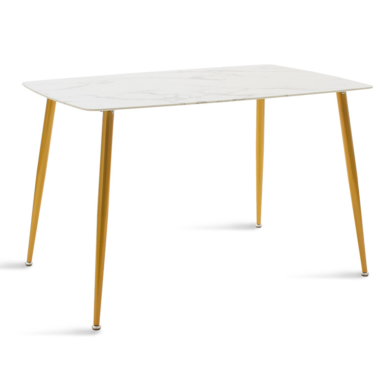 Tavolinë ngrënieje Paris pakoworld xham 8mm model mermeri-golden 120x80x75cm
