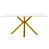 Tavolinë ngrënieje Paris pakoworld xham 8mm model mermeri-golden 160x80x75cm