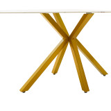 Tavolinë ngrënieje Paris pakoworld xham 8mm model mermeri-golden 160x80x75cm