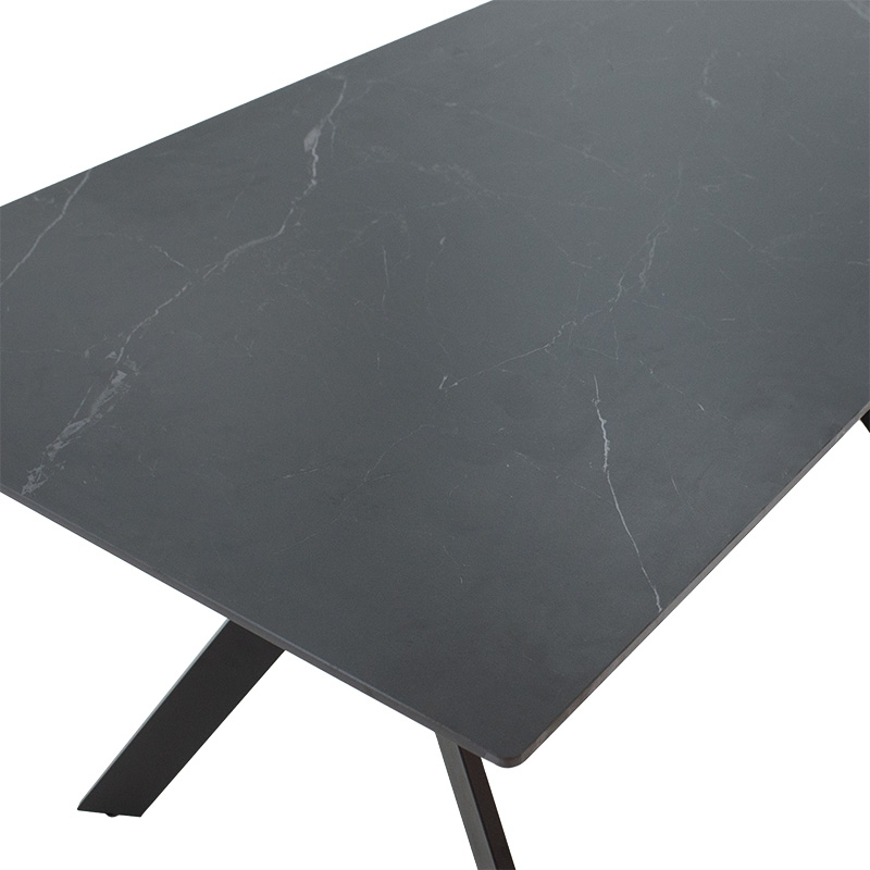Tavolinë Olivet pakoworld gur i sinterizuar mermer i zi-i zi 180x90 x75cm