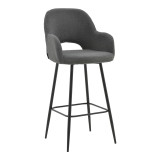 Stol bari Renish pakoworld bouclé gri-këmbë metalike e zezë 51x57x114cm