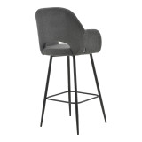 Stol bari Renish pakoworld bouclé gri-këmbë metalike e zezë 51x57x114cm