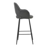 Stol bari Renish pakoworld bouclé gri-këmbë metalike e zezë 51x57x114cm
