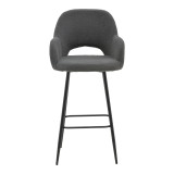 Stol bari Renish pakoworld bouclé gri-këmbë metalike e zezë 51x57x114cm