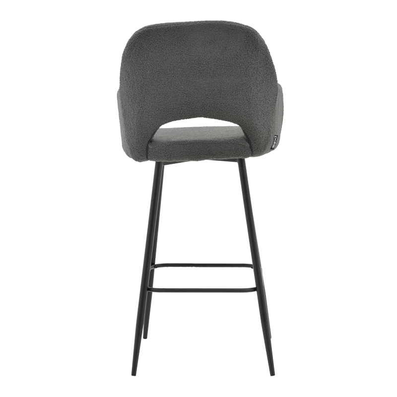 Stol bari Renish pakoworld bouclé gri-këmbë metalike e zezë 51x57x114cm