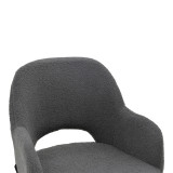 Stol bari Renish pakoworld bouclé gri-këmbë metalike e zezë 51x57x114cm