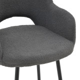 Stol bari Renish pakoworld bouclé gri-këmbë metalike e zezë 51x57x114cm