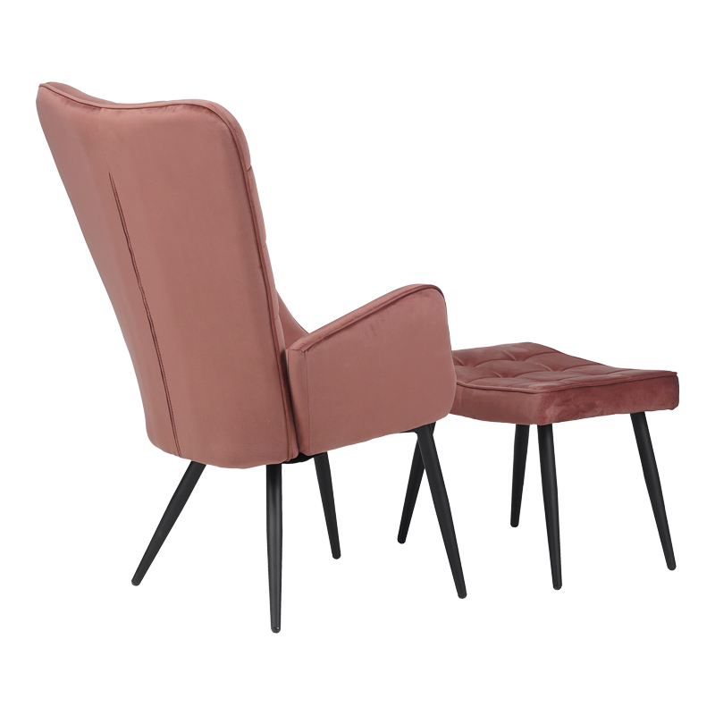 Fotel me mbështetëse këmbësh Dorita pakoworld kadife ngjyrë molle e kalbur-këmbë metal i zi 68.5x76x103cm