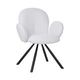 Fotel Garzele Inart pëlhurë e bardhë teddy-këmbë metalike e zezë 68x66x82.5cm