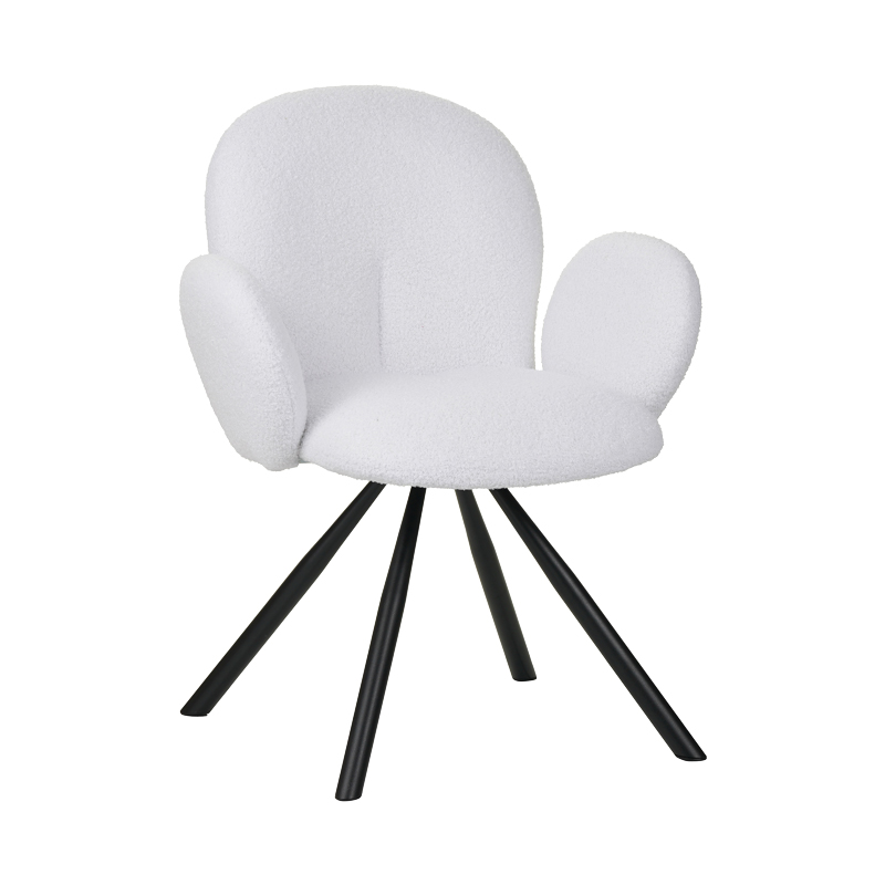 Fotel Garzele Inart pëlhurë e bardhë teddy-këmbë metalike e zezë 68x66x82.5cm