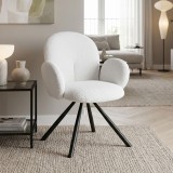 Fotel Garzele Inart pëlhurë e bardhë teddy-këmbë metalike e zezë 68x66x82.5cm