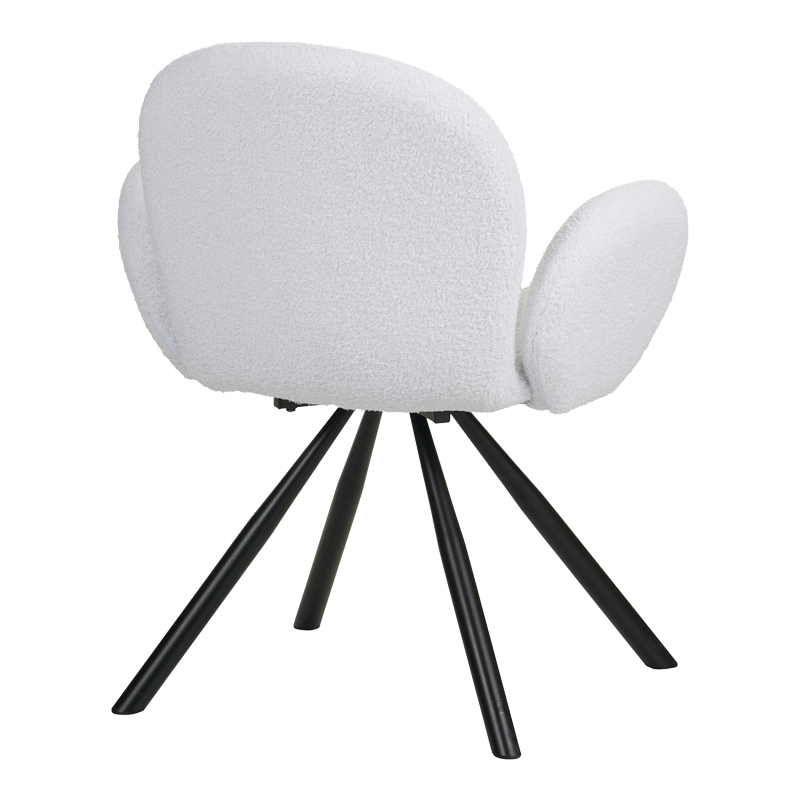 Fotel Garzele Inart pëlhurë e bardhë teddy-këmbë metalike e zezë 68x66x82.5cm