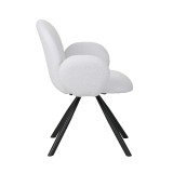 Fotel Garzele Inart pëlhurë e bardhë teddy-këmbë metalike e zezë 68x66x82.5cm