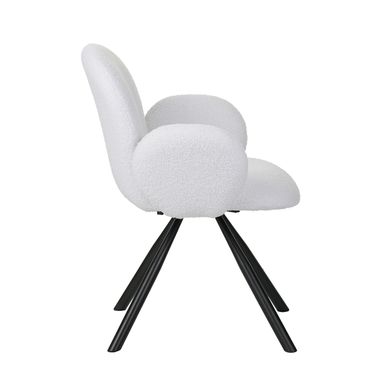 Fotel Garzele Inart pëlhurë e bardhë teddy-këmbë metalike e zezë 68x66x82.5cm