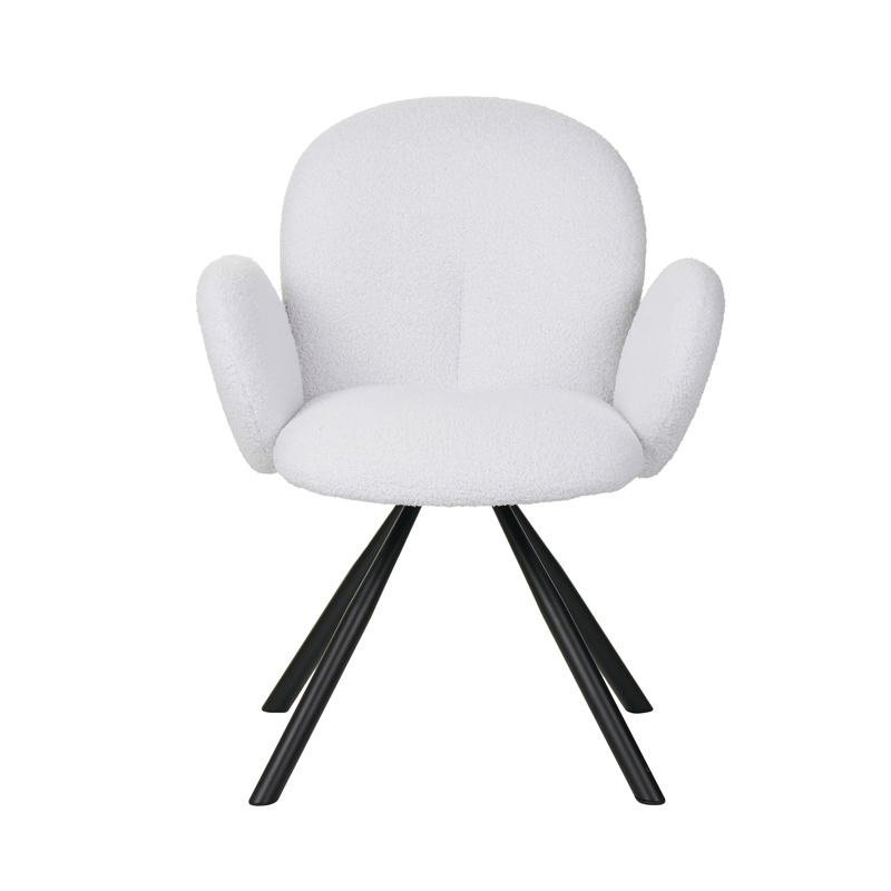 Fotel Garzele Inart pëlhurë e bardhë teddy-këmbë metalike e zezë 68x66x82.5cm