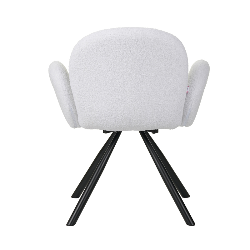 Fotel Garzele Inart pëlhurë e bardhë teddy-këmbë metalike e zezë 68x66x82.5cm