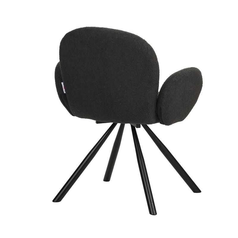 Fotel Garzele Inart pëlhurë e errët gri teddy-këmbë metalike e zezë 68x66x82.5cm