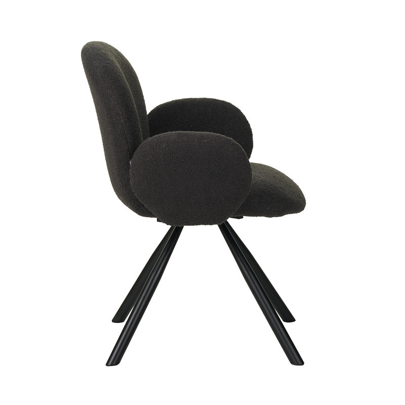 Fotel Garzele Inart pëlhurë e errët gri teddy-këmbë metalike e zezë 68x66x82.5cm