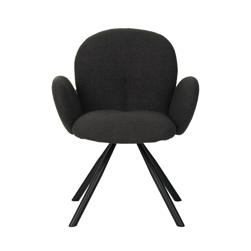 Fotel Garzele Inart pëlhurë e errët gri teddy-këmbë metalike e zezë 68x66x82.5cm