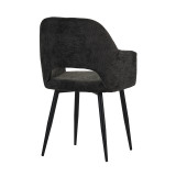 Fotel Factols Inart pëlhurë gri e errët-këmbë metal i zi 53x61x84cm