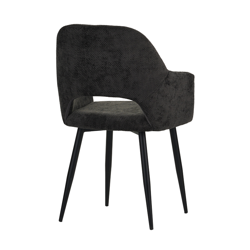 Fotel Factols Inart pëlhurë gri e errët-këmbë metal i zi 53x61x84cm