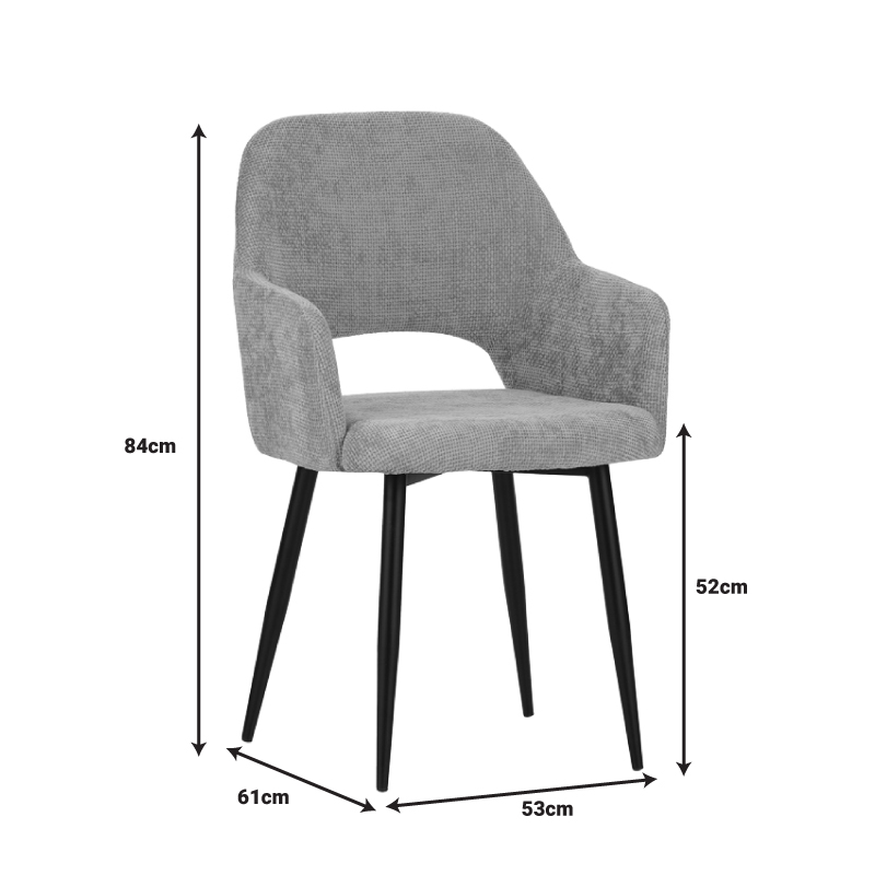 Fotel Factols Inart pëlhurë gri e errët-këmbë metal i zi 53x61x84cm