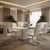 Tavolinë e zgjerueshme Darsile Inart e bardhë me mdf gri-antracit 140-180x90x76cm