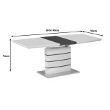 Tavolinë e zgjerueshme Darsile Inart e bardhë me mdf gri-antracit 140-180x90x76cm