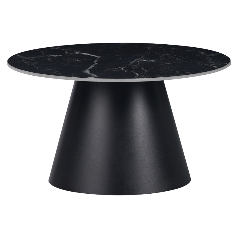Tavolinë kafeje Fabrin Inart mermer i zi guri i sinterizuar-metal i zi D70x40cm