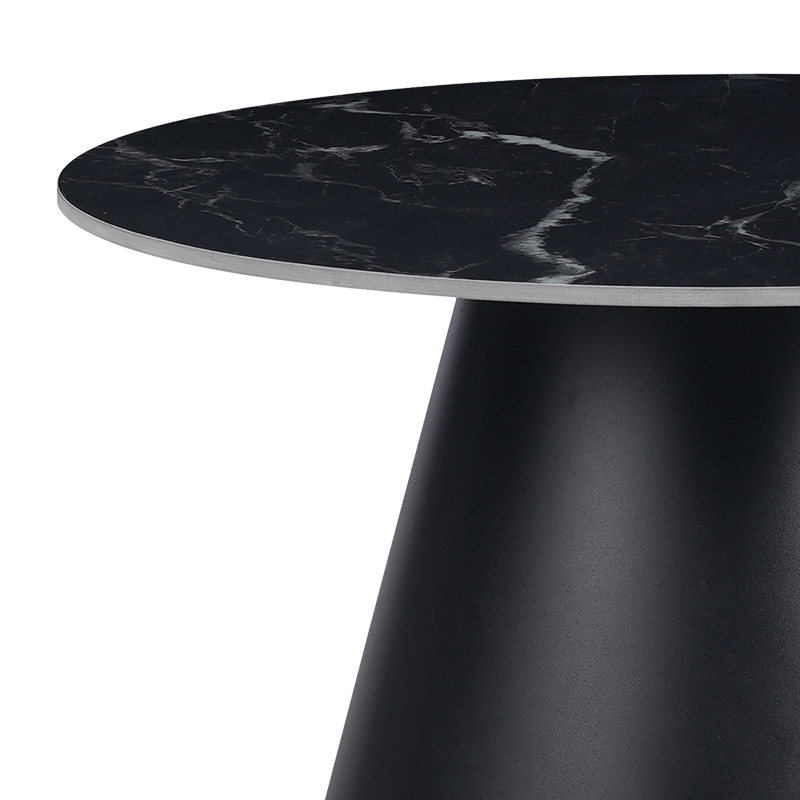 Tavolinë kafeje Fabrin Inart mermer i zi guri i sinterizuar-metal i zi D70x40cm