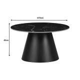 Tavolinë kafeje Fabrin Inart mermer i zi guri i sinterizuar-metal i zi D70x40cm